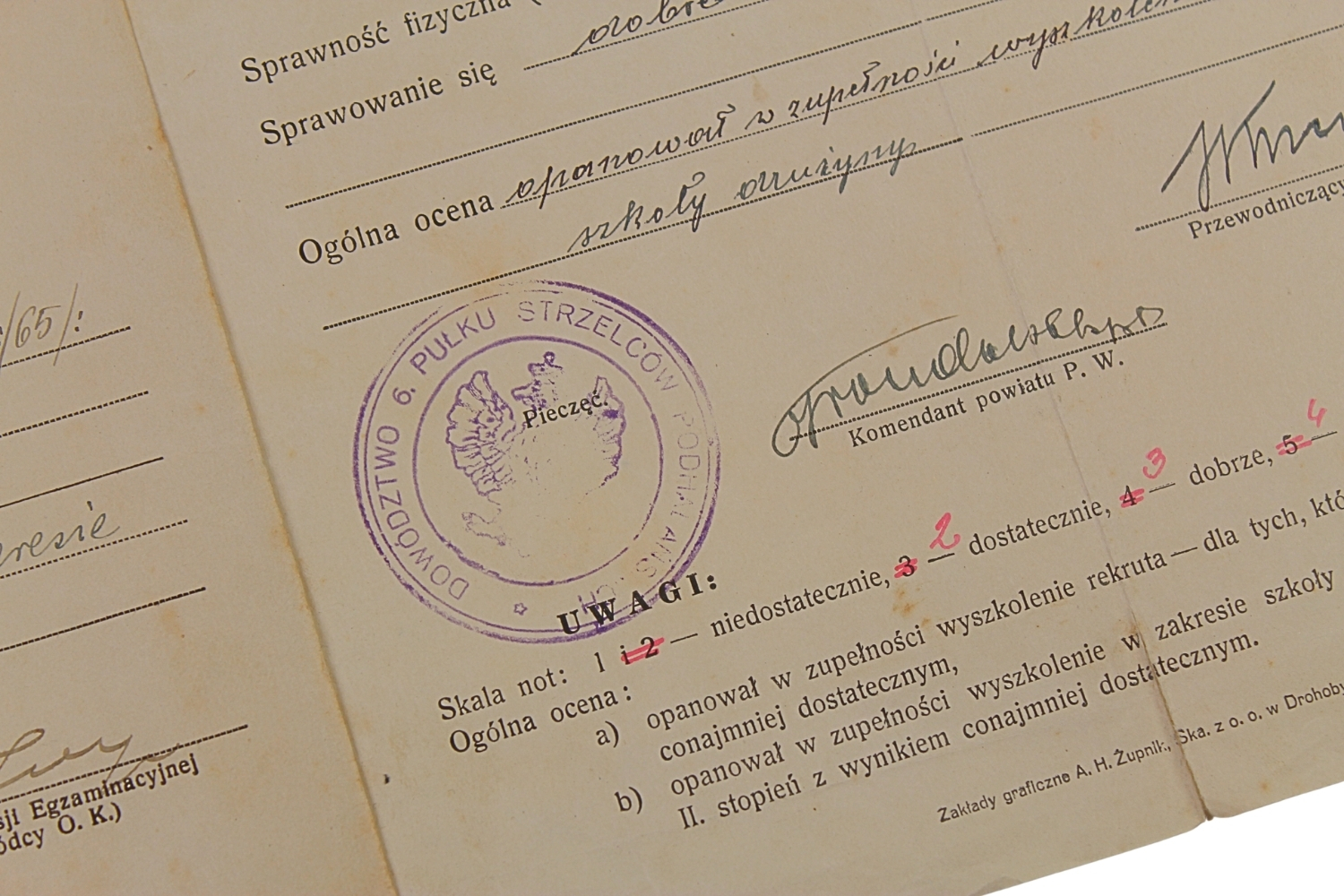 II RP ZESTAW DOKUMENTÓW WOSKOWYCH 6 Pułk Strzelców Podhalańskich