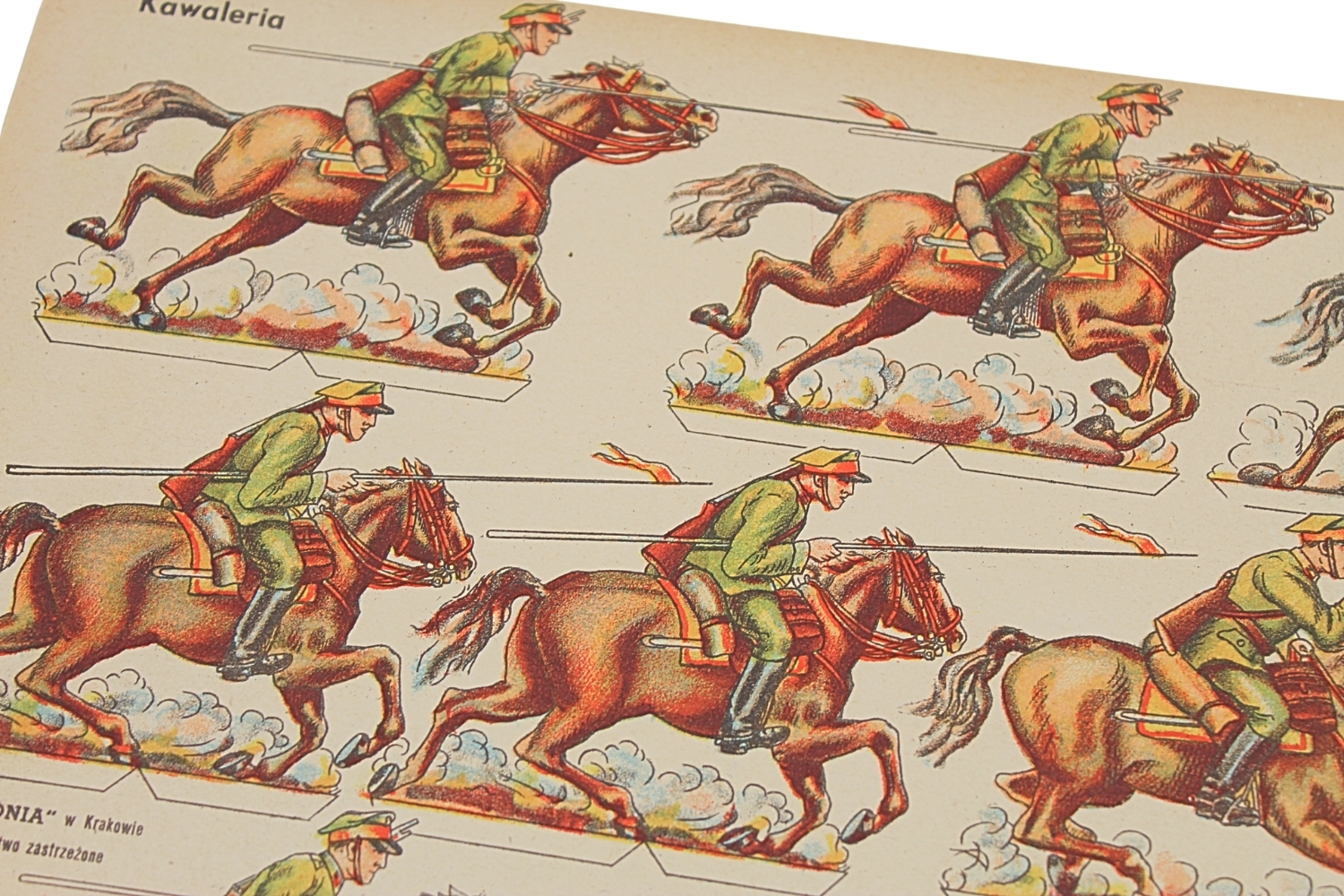 II RP KARTONOWE ŻOŁNIERZYKI WP - Kawaleria Wyd. „Polonia” w Krakowie Rzadkość 