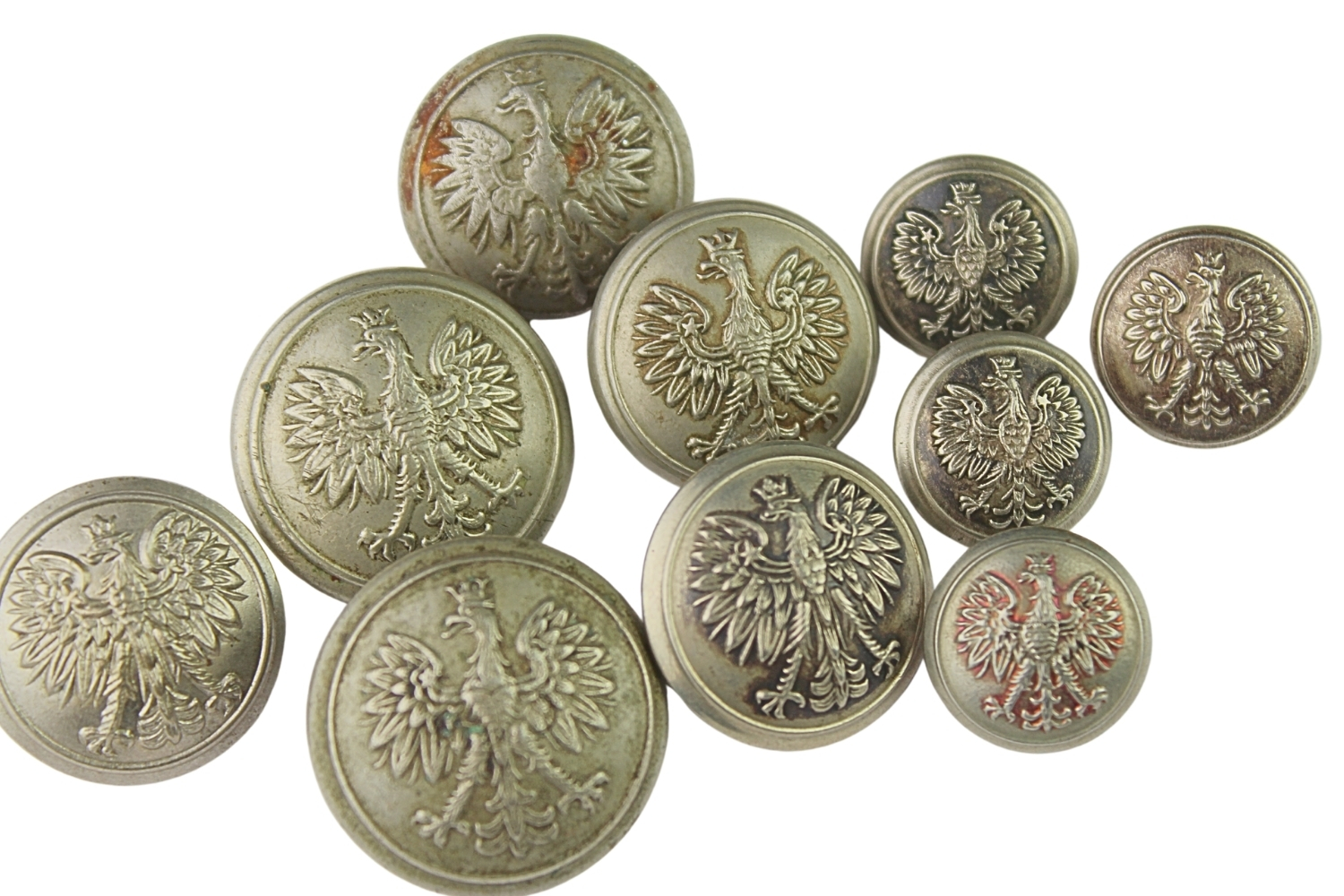 II RP Zestaw guzików mundurowych wz.28 alpacca