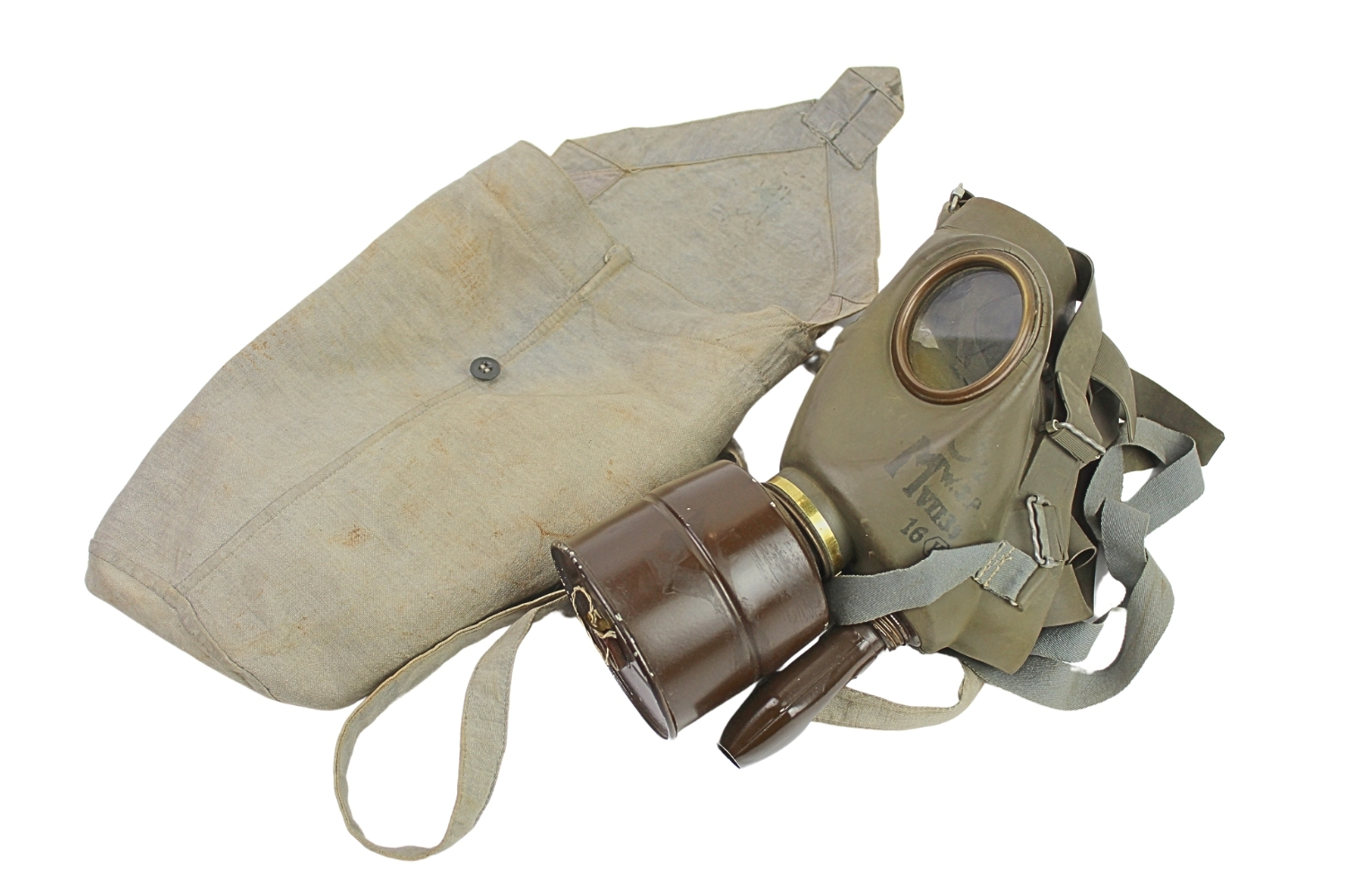 II RP Maska przeciwgazowa C2 Sanok 1939 z torbą