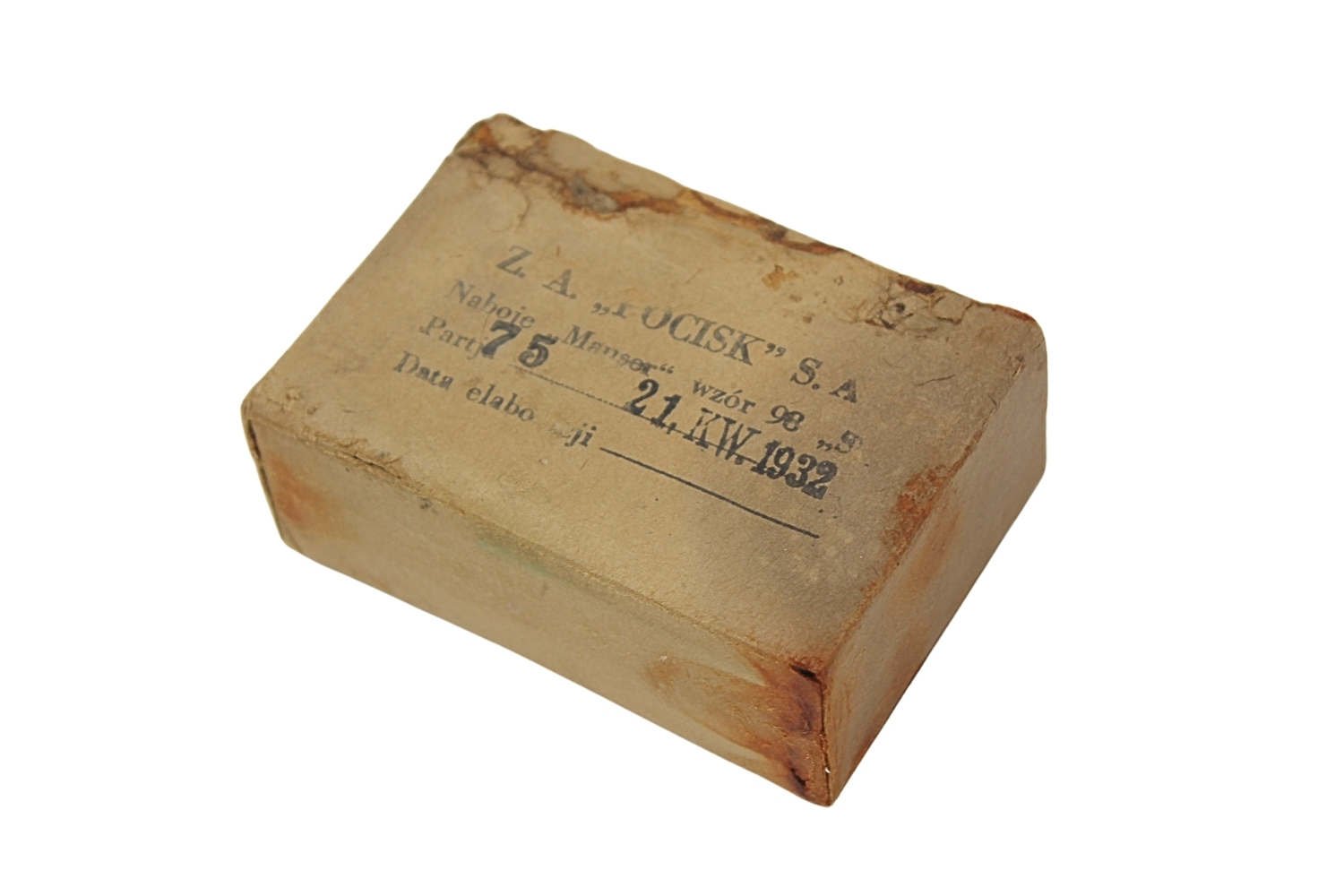 II RP OPAKOWANIE PO AMUNICJI 7,92MM MAUSER Z.A. „POCISK” S.A. 1932