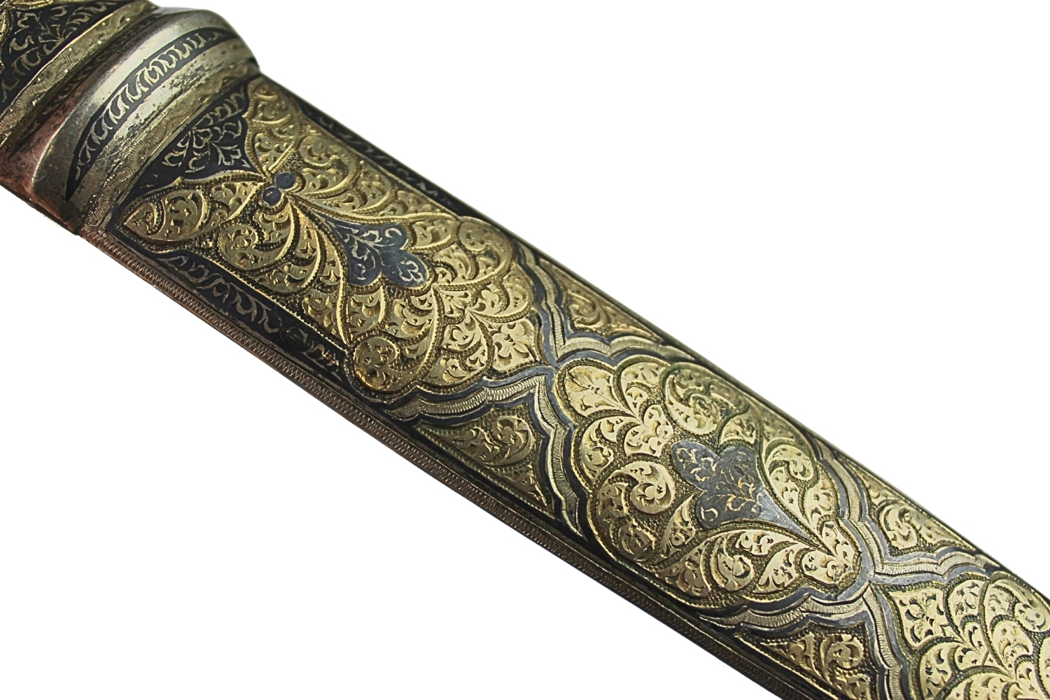 Kindżał Kaukaski Srebro Niello 1850-1870 Dagestan - Wykonanie Luksusowe