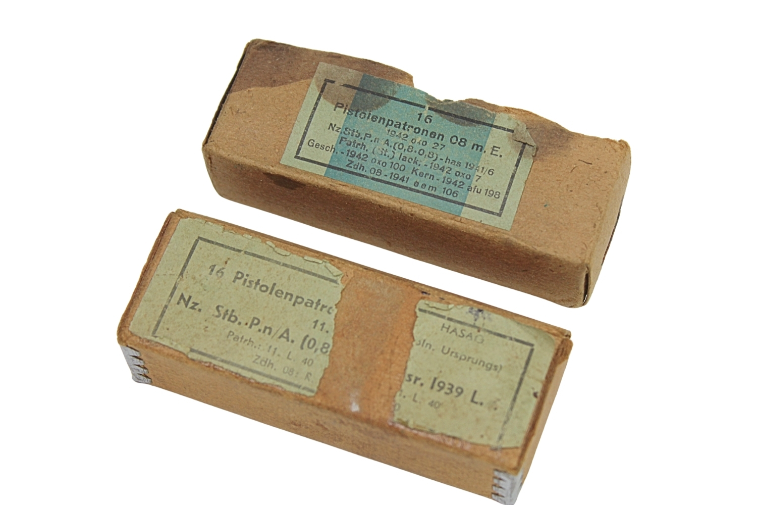 Zestaw pudełek na amunicję pistoletową 9mm 1939, 1942 WH SS