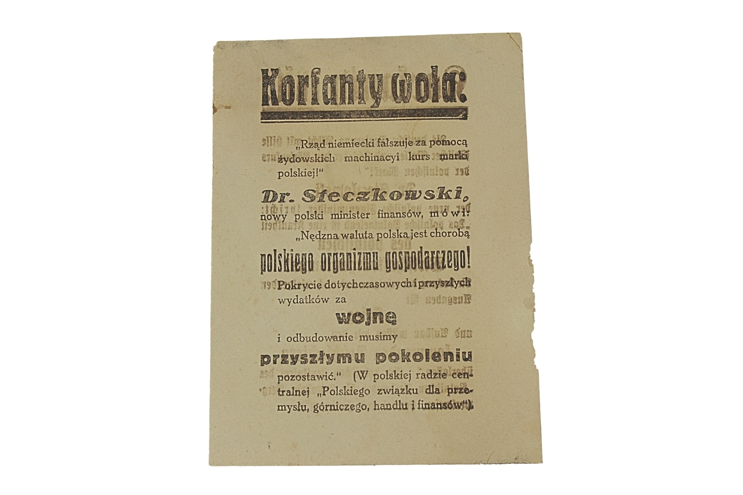 ULOTKA PROPAGANDOWA Z OKRESU PLEBISCYTU ŚLĄSKIEGO