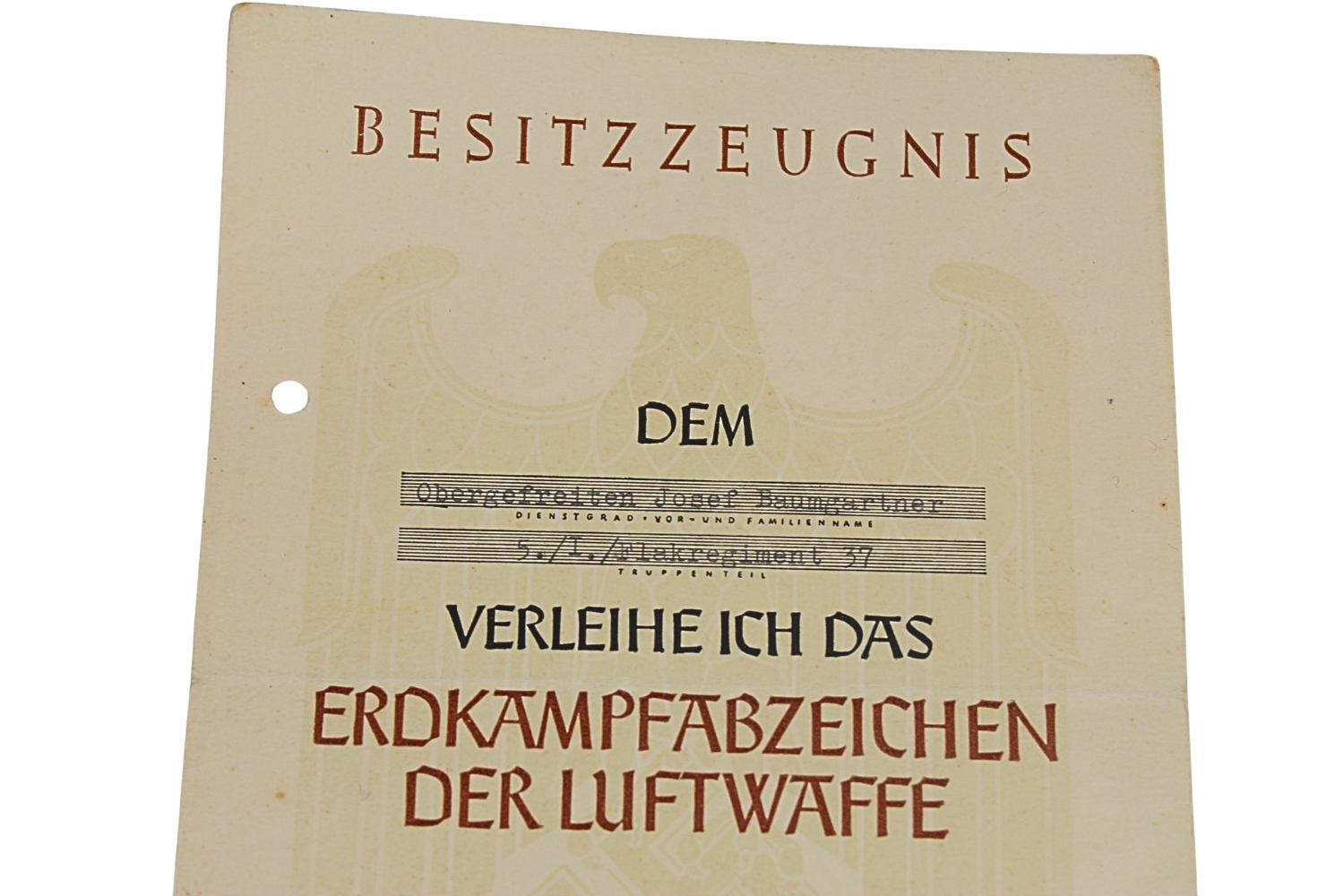 LEGITYMACJA ODZNAKI BOJOWEJ SIŁ POWIETRZNYCH