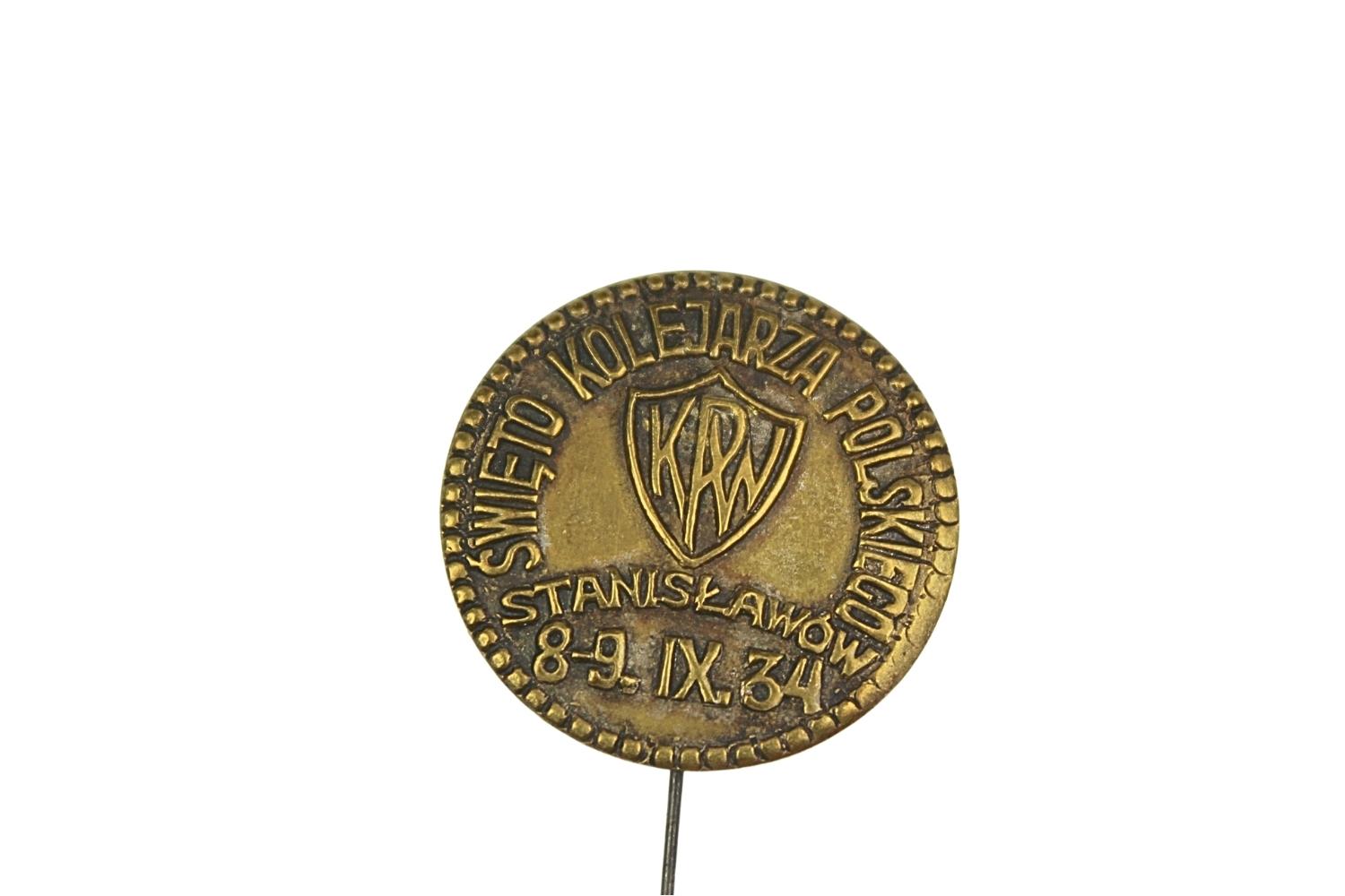 II RP odznaka święto kolejarza polskiego Stanisławów 1934 