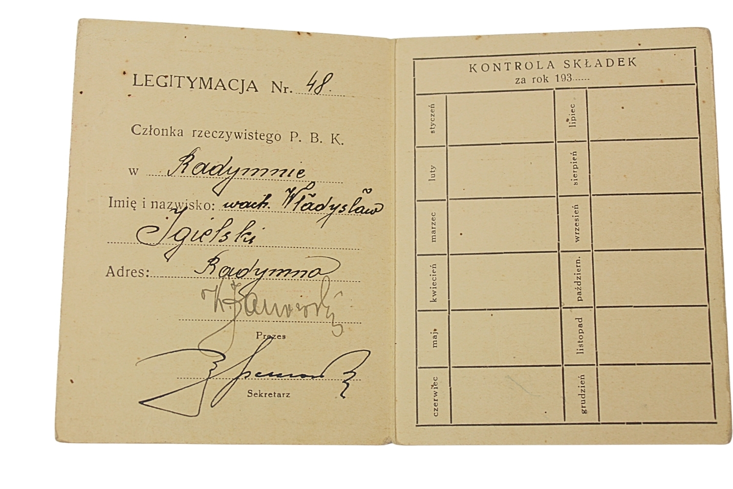 II RP Zestaw legitymacji wachmistrza 9 dyw. Tab.