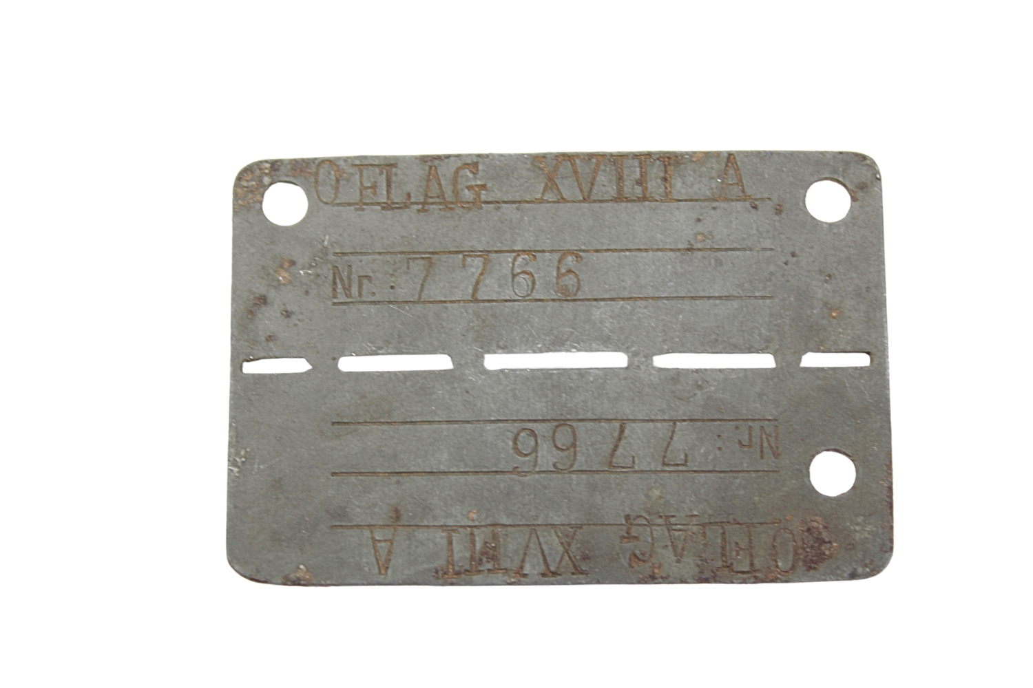 Nieśmiertelnik Oflag XVIII A kpt. Porat Walenty