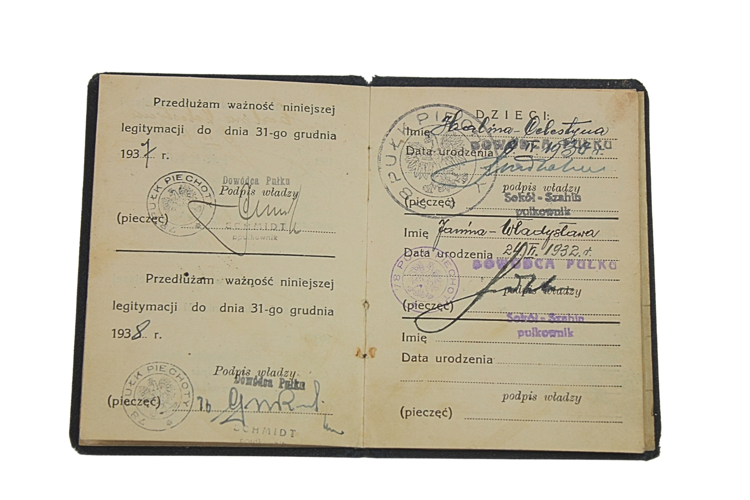 II RP Legitymacja 78 Pułk Piechoty 