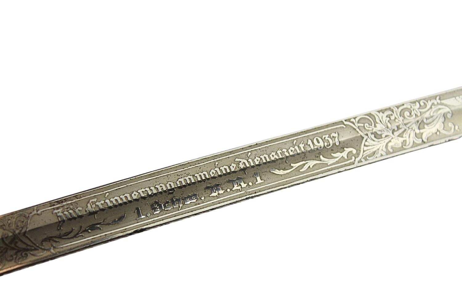 Szabla WKC dekor Na pamiątkę służby 1 Pułk Kawalerii Ciężkiej 1937 