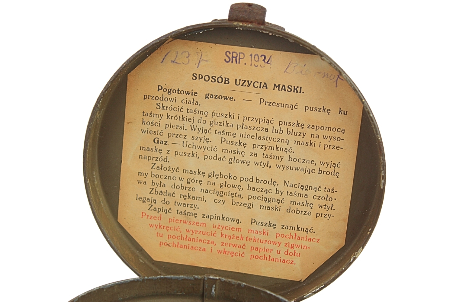 II RP Maska przeciwgazowa RSC 1932 z puszką