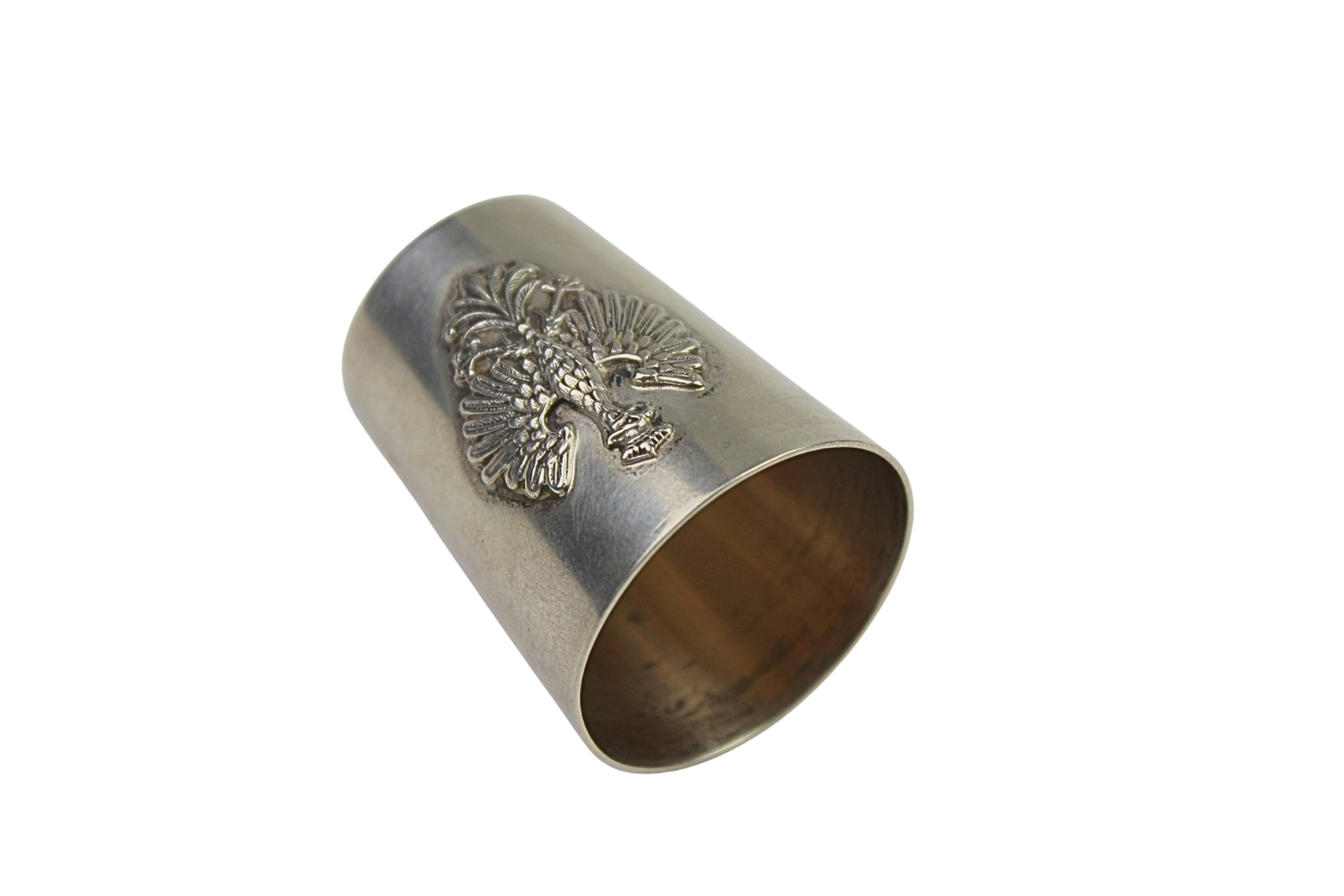 KIELISZEK PATRIOTYCZNY Z NAKŁADANYM ORZEŁKIEM 1914 SREBRO