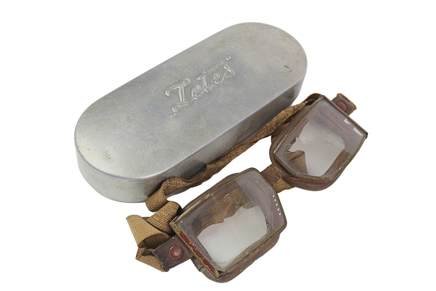 II RP Pudełko „Zetes” z goglami samochodowymi 