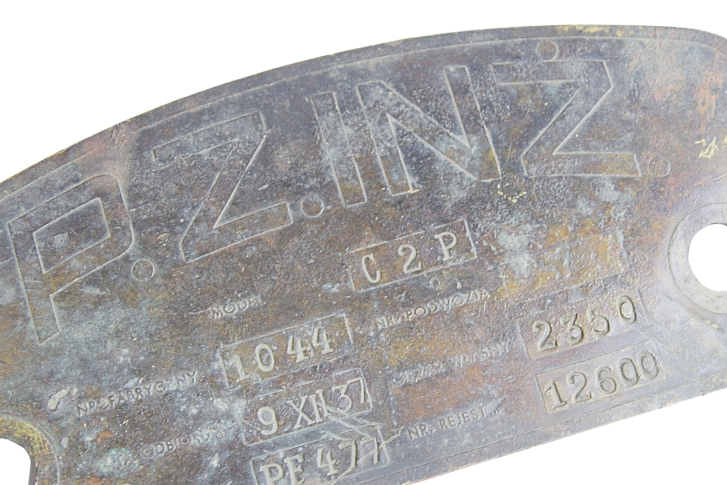 II RP Tabliczka znamionowa P.Z. INŻ C2P  7TP unikat 