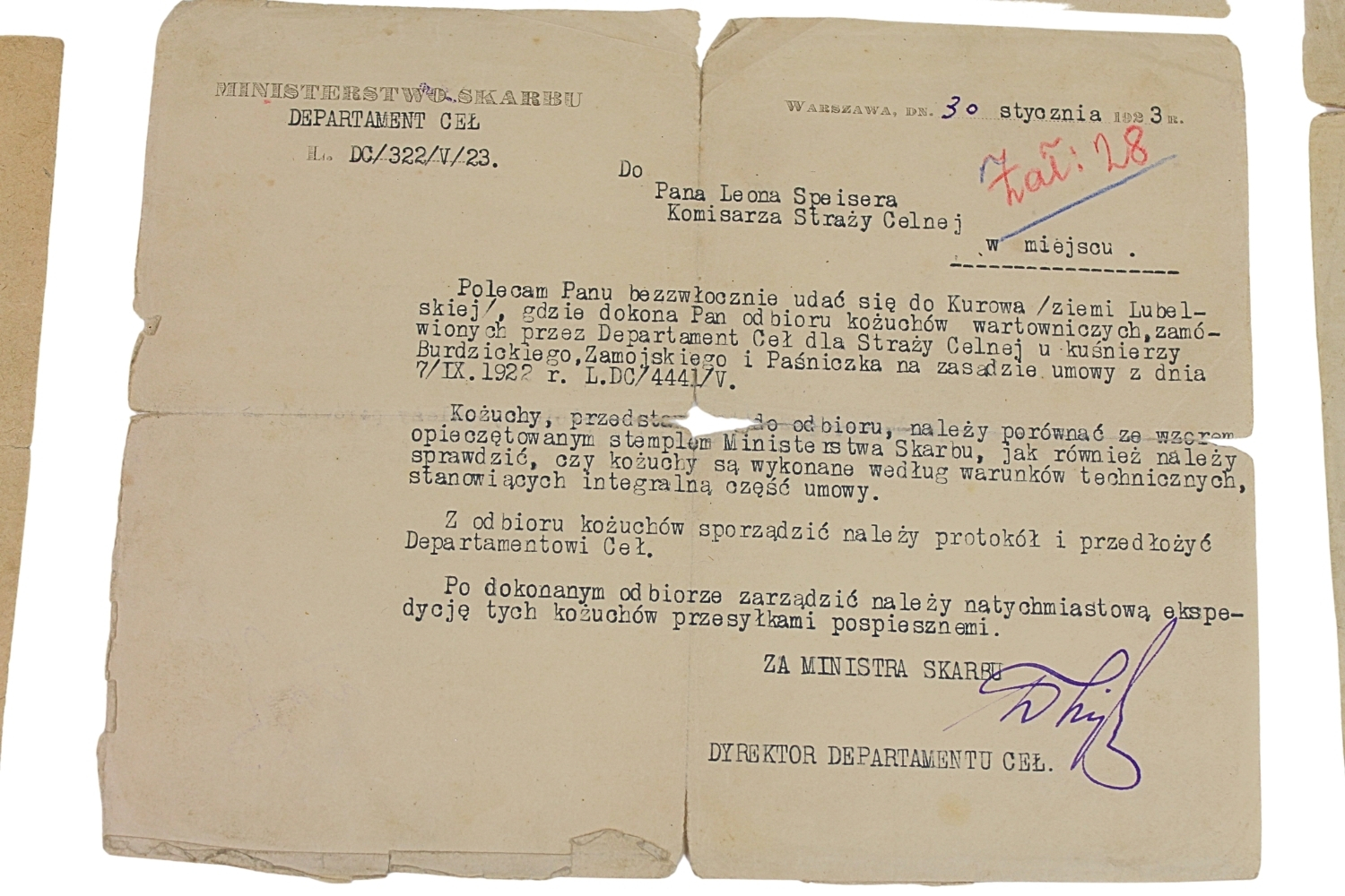 II RP, 2 AWP Zestaw dokumentów po por. Leonie Speisnerze 