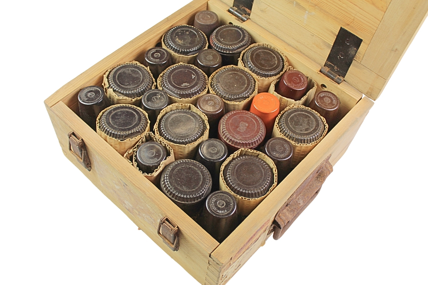 Skrzynka niemiecka na 25szt. zapalników Dopp. Z.S 60 komplet z pojemnikami