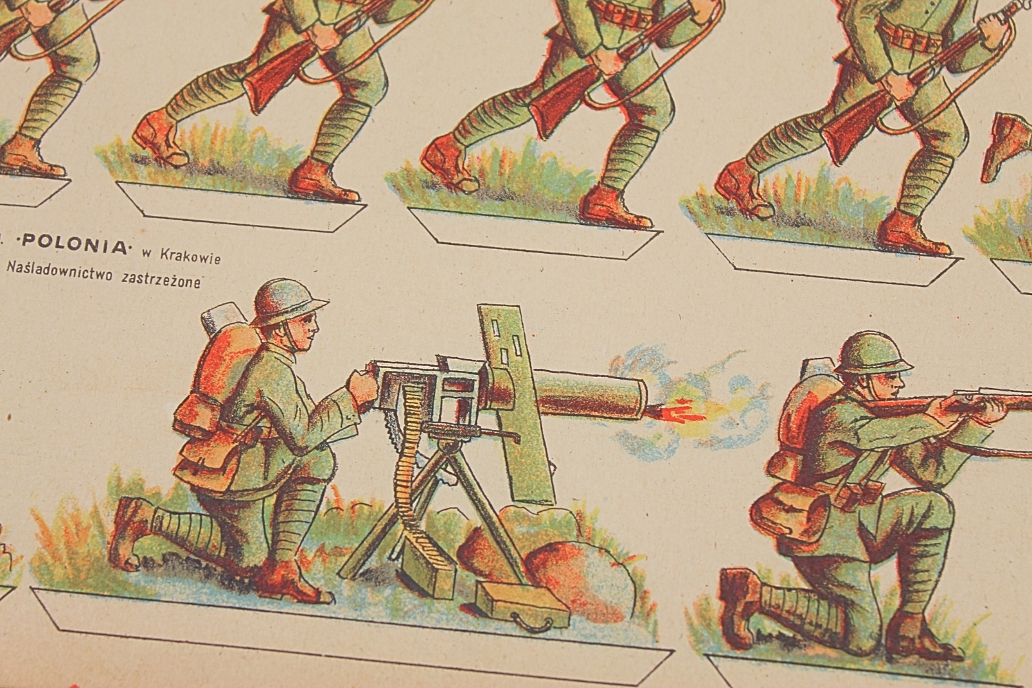 II RP KARTONOWE ŻOŁNIERZYKI WP - Piechota Wyd. „Polonia” w Krakowie Rzadkość 