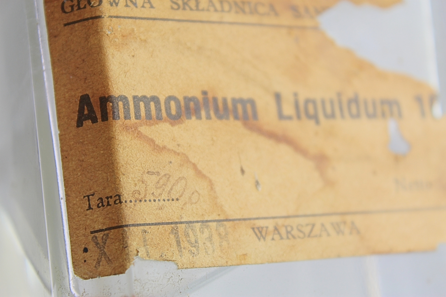 II RP Butelka WP SAN Główna Składnica San. Ammonium Liquidum 1938