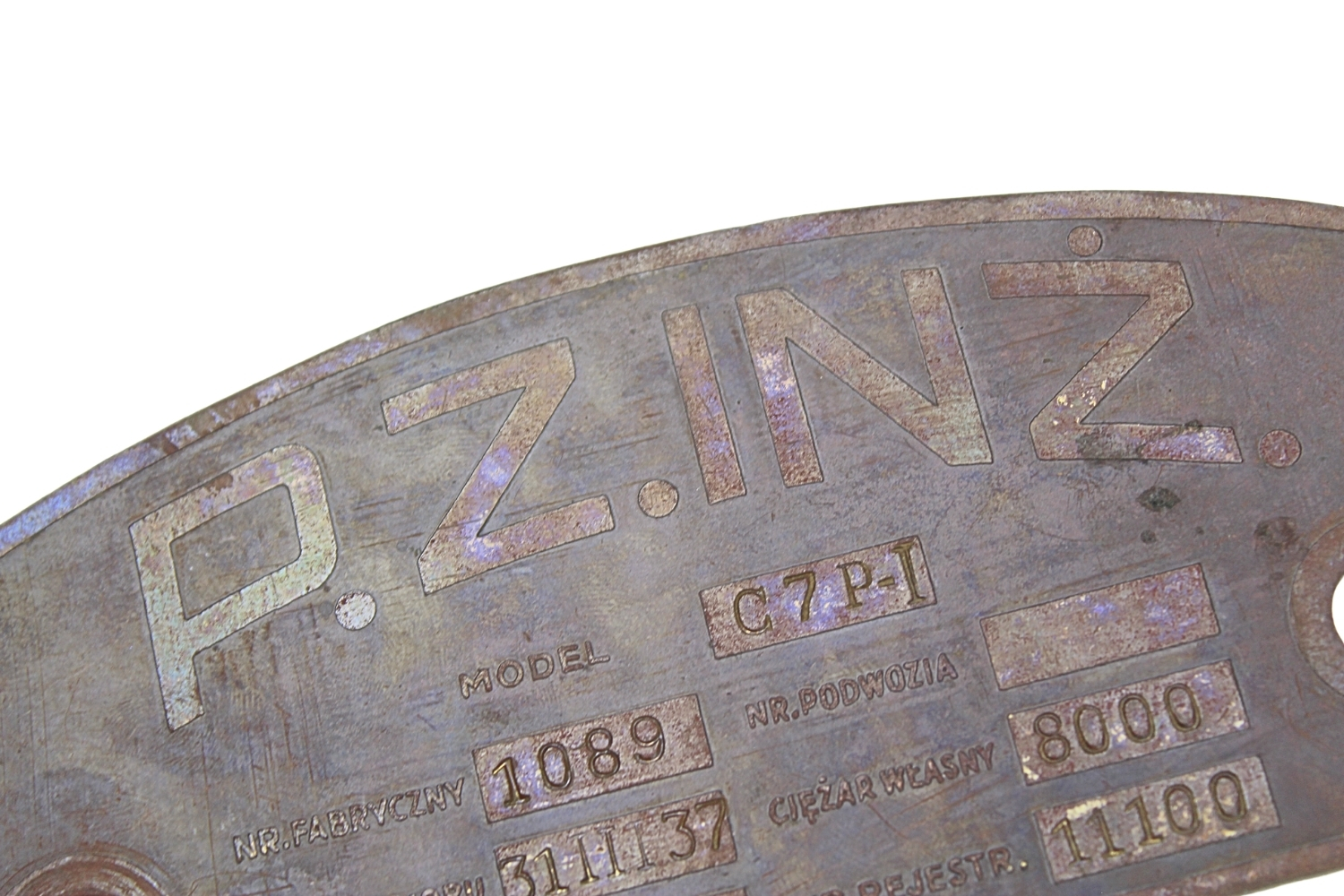 II RP TABLICZKA ZNAMIONOWA C7P  P.Z.INŻ Unikat 