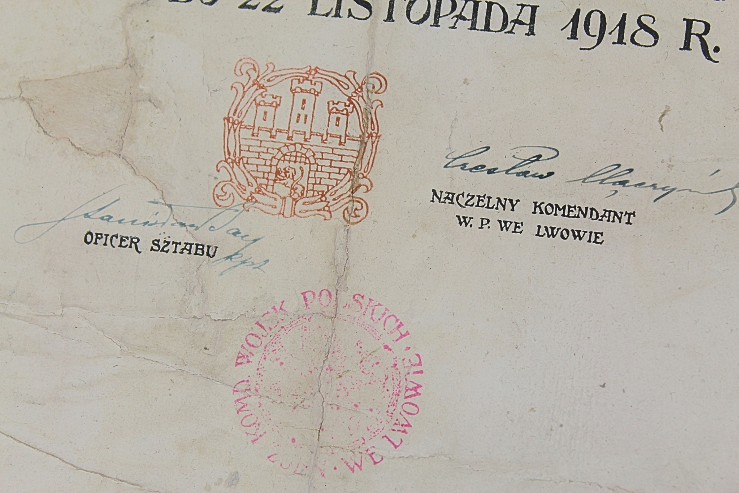 II RP Dyplom Krzyż Obrony Lwowa 1918