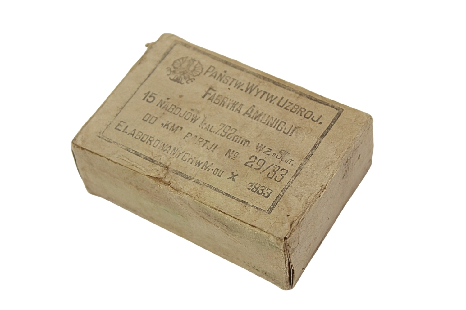 II RP OPAKOWANIE PO AMUNICJI 7,92MM MAUSER P.W.U. F.A. 1933