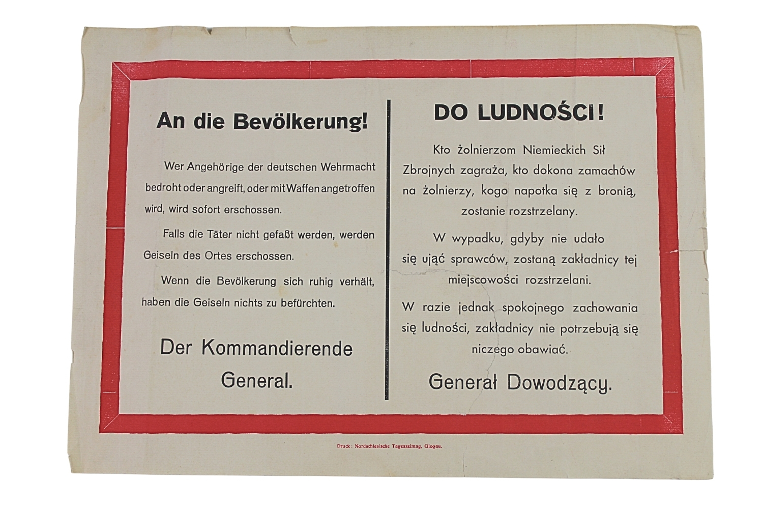 PLAKAT ODEZWA DO LUDNOŚCI 1939 Rzadkość