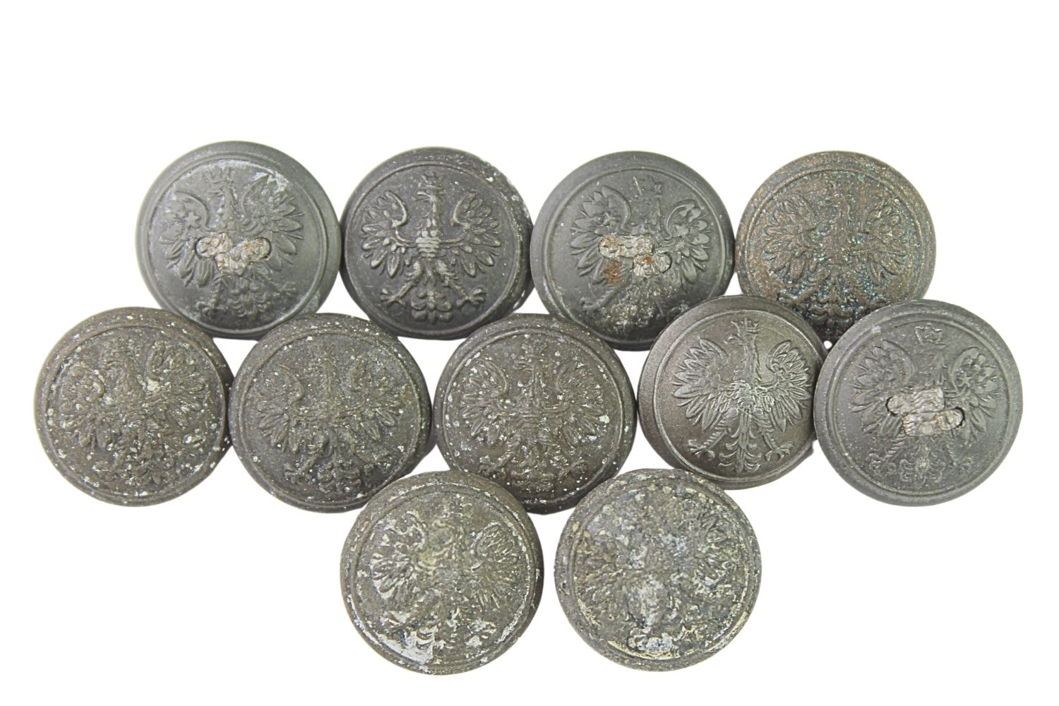 II RP Zestaw guzików mundurowych wz.28 cynk