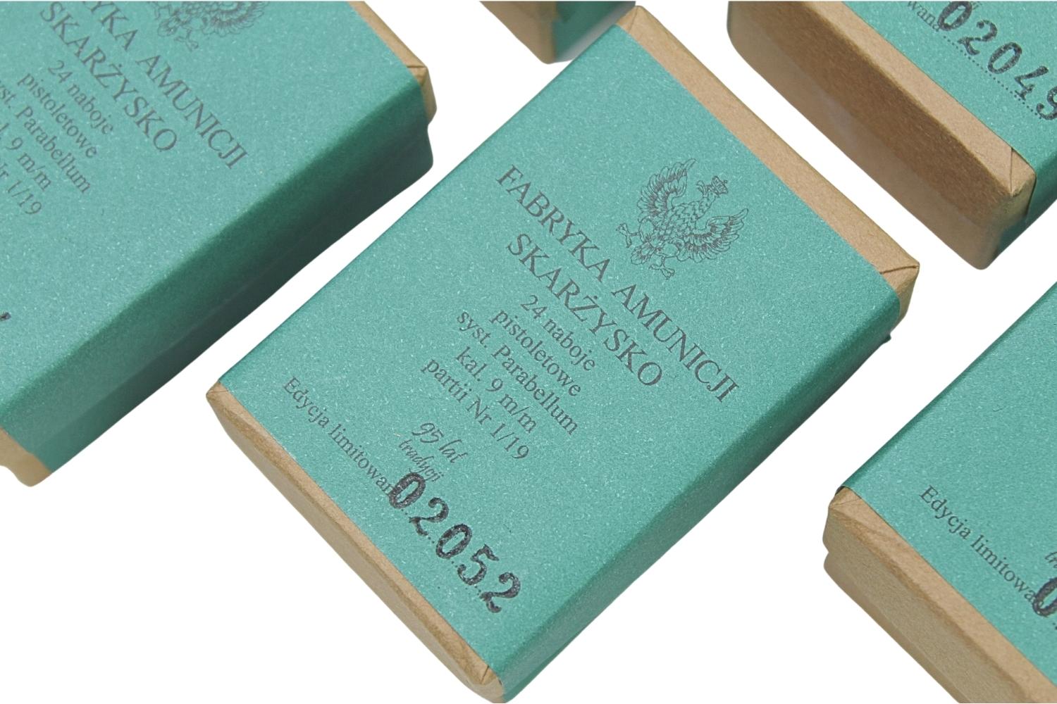 Zestaw opakowań po amunicji 9mm F.A. Skarżysko 