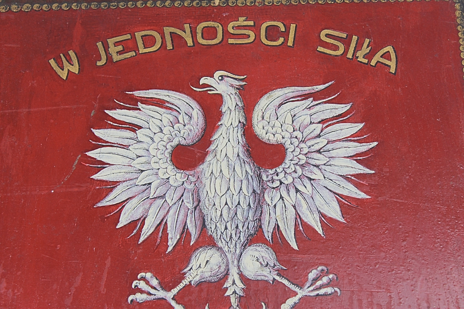 TABLICA W JEDNOŚCI SIŁA 1945 DUŻY ORZEŁ RĘCZNIE MALOWANA