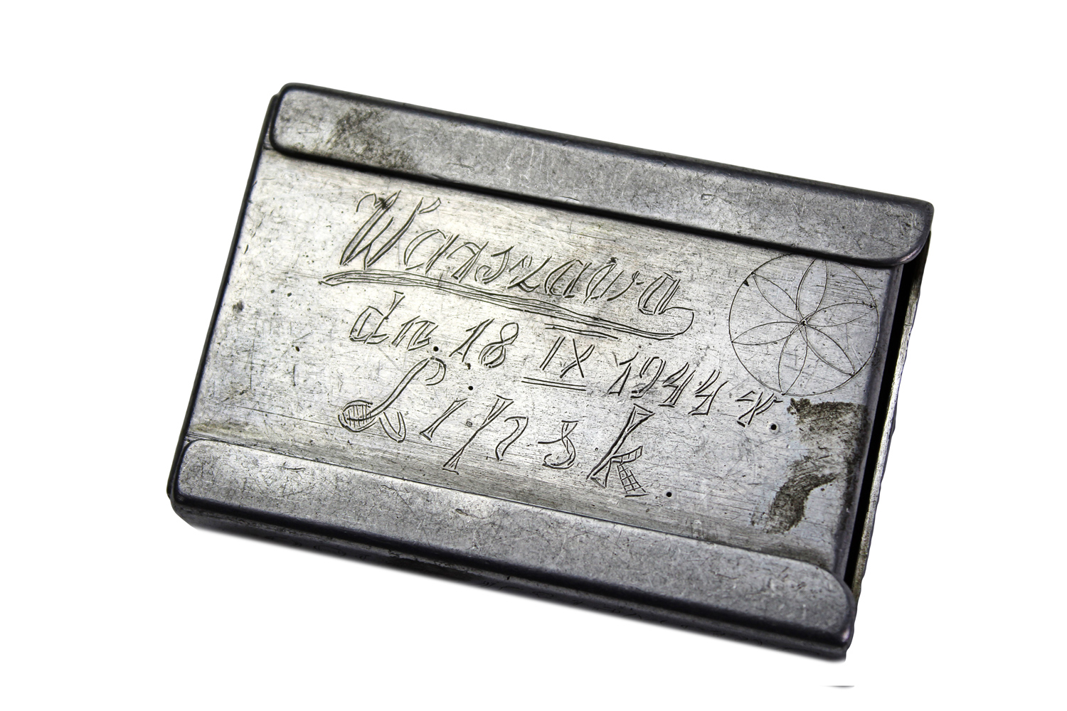 Pudełko Papierośnica Warszawa Lipsk sztuka okopowa 1944 Powstanie Warszawskie