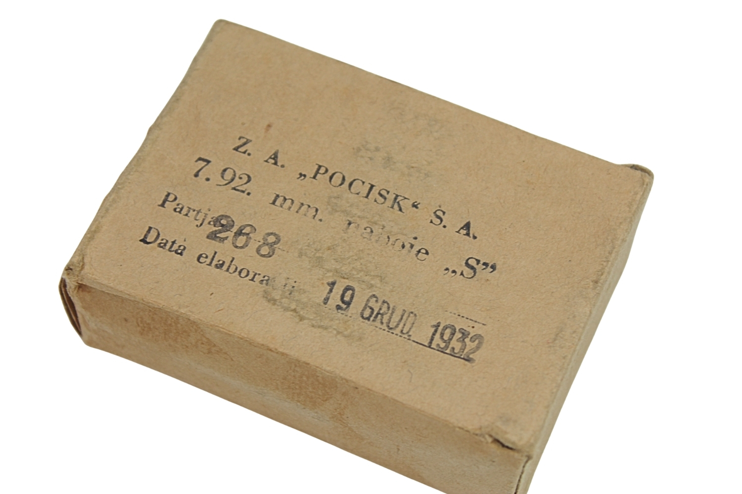 II RP PUDEŁKO NA NABOJE kb. Mauser 7,92 MM „S” Z.A. „POCISK”