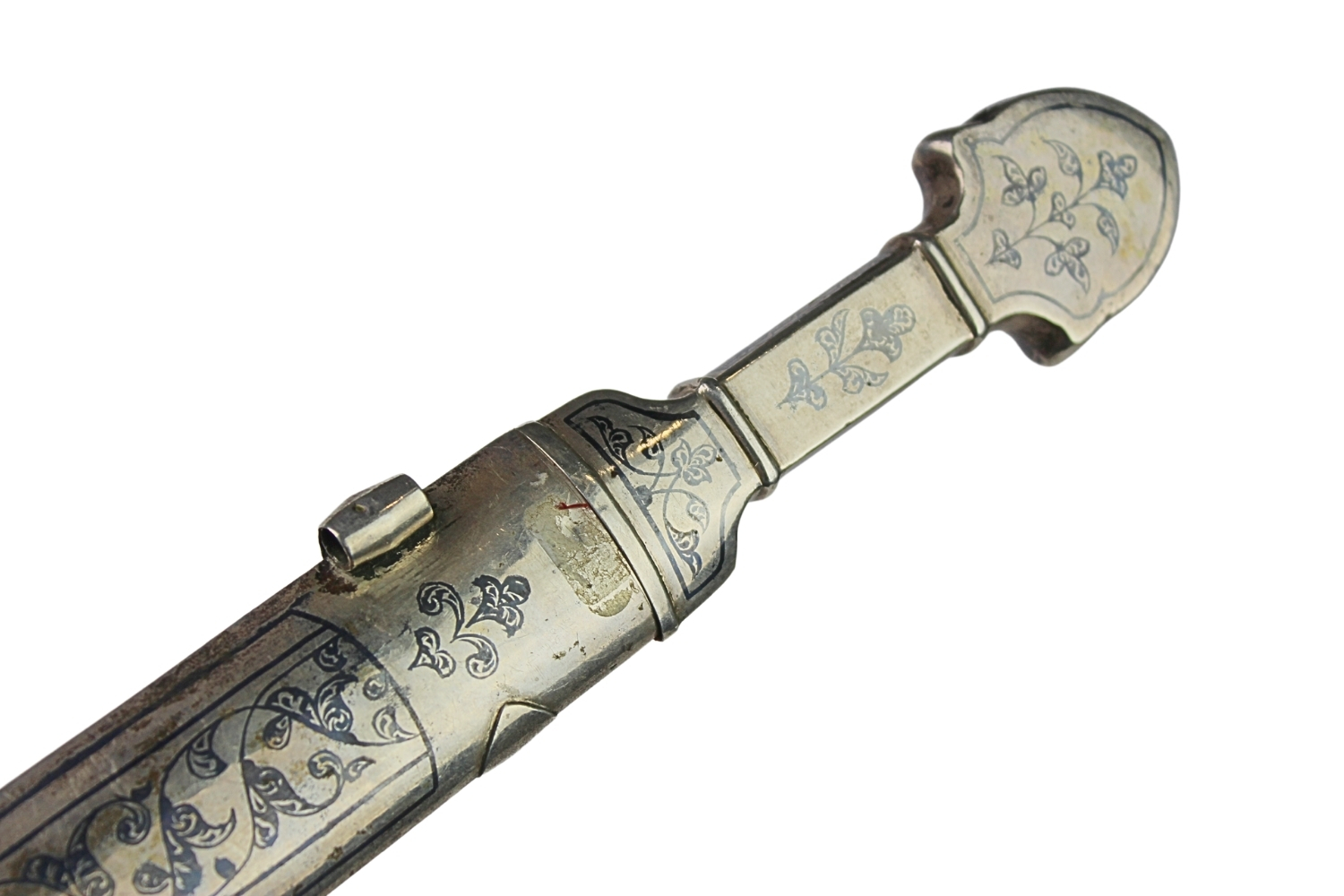 Kindżał Kaukaski Srebro Niello 1850-1870 Dagestan - Wykonanie Luksusowe