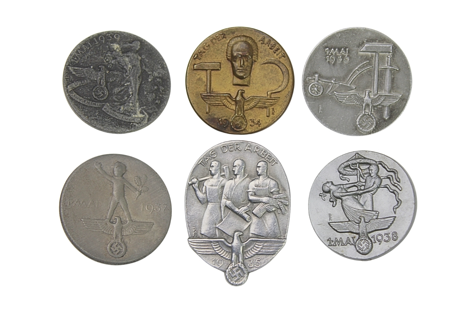 ZESTAW 6 ODZNAK Niemieckich TAG DER ARBEIT