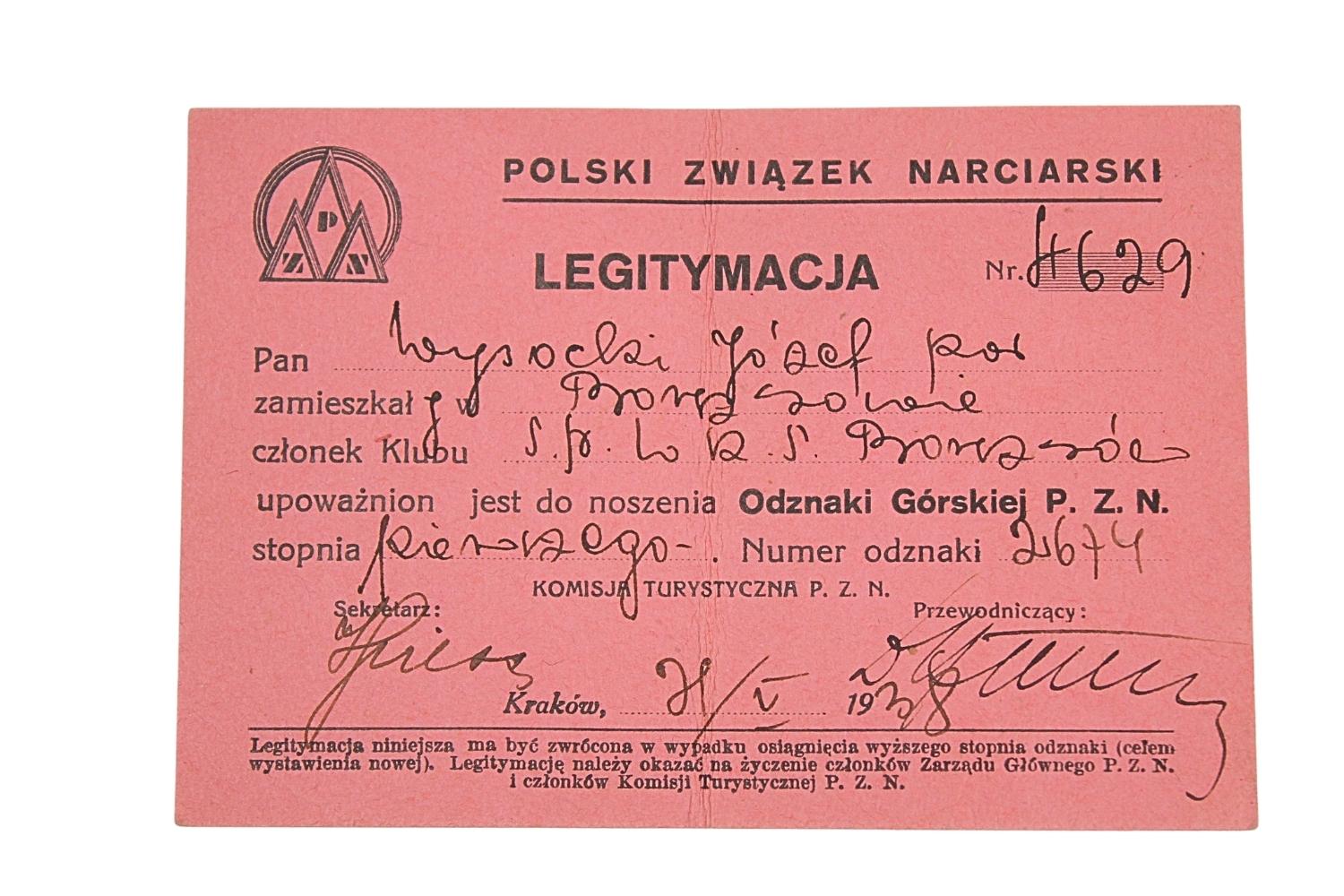 II RP Zestaw Legitymacji odznak Józef Wysocki 41PP, 59PP, POS, PZN, SP