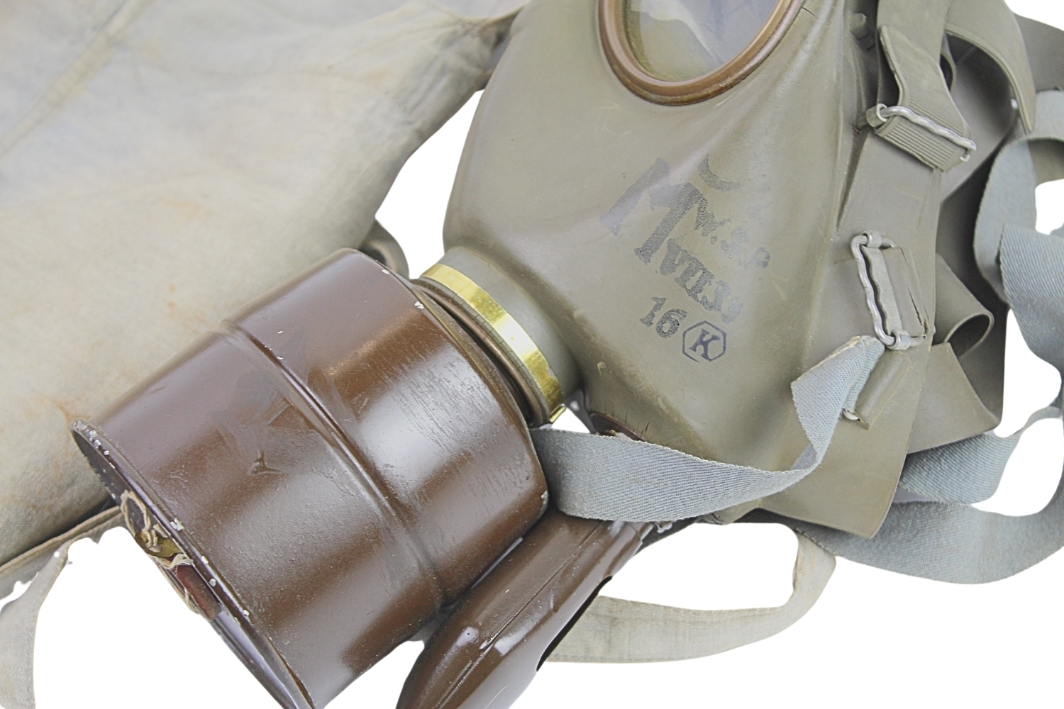 II RP Maska przeciwgazowa C2 Sanok 1939 z torbą