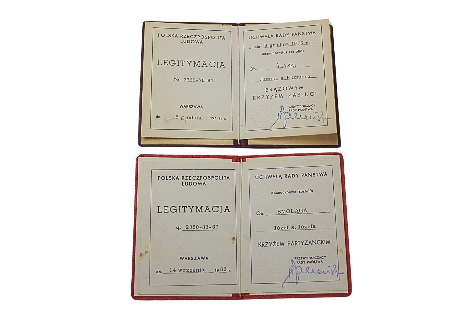 Zestaw legitymacji PRL