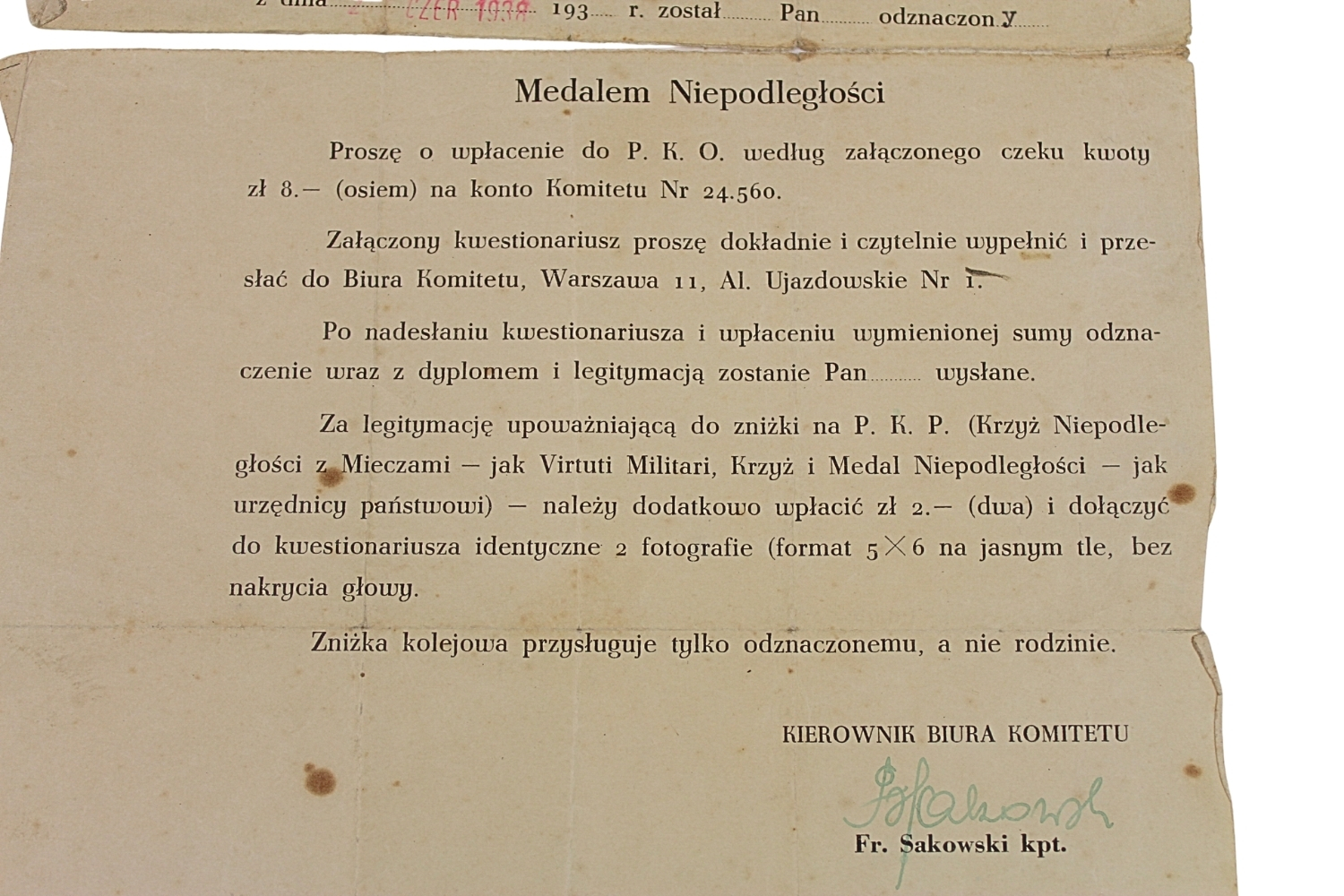 II RP Nadanie medalu niepodległości 67 Pułk Piechoty 1938