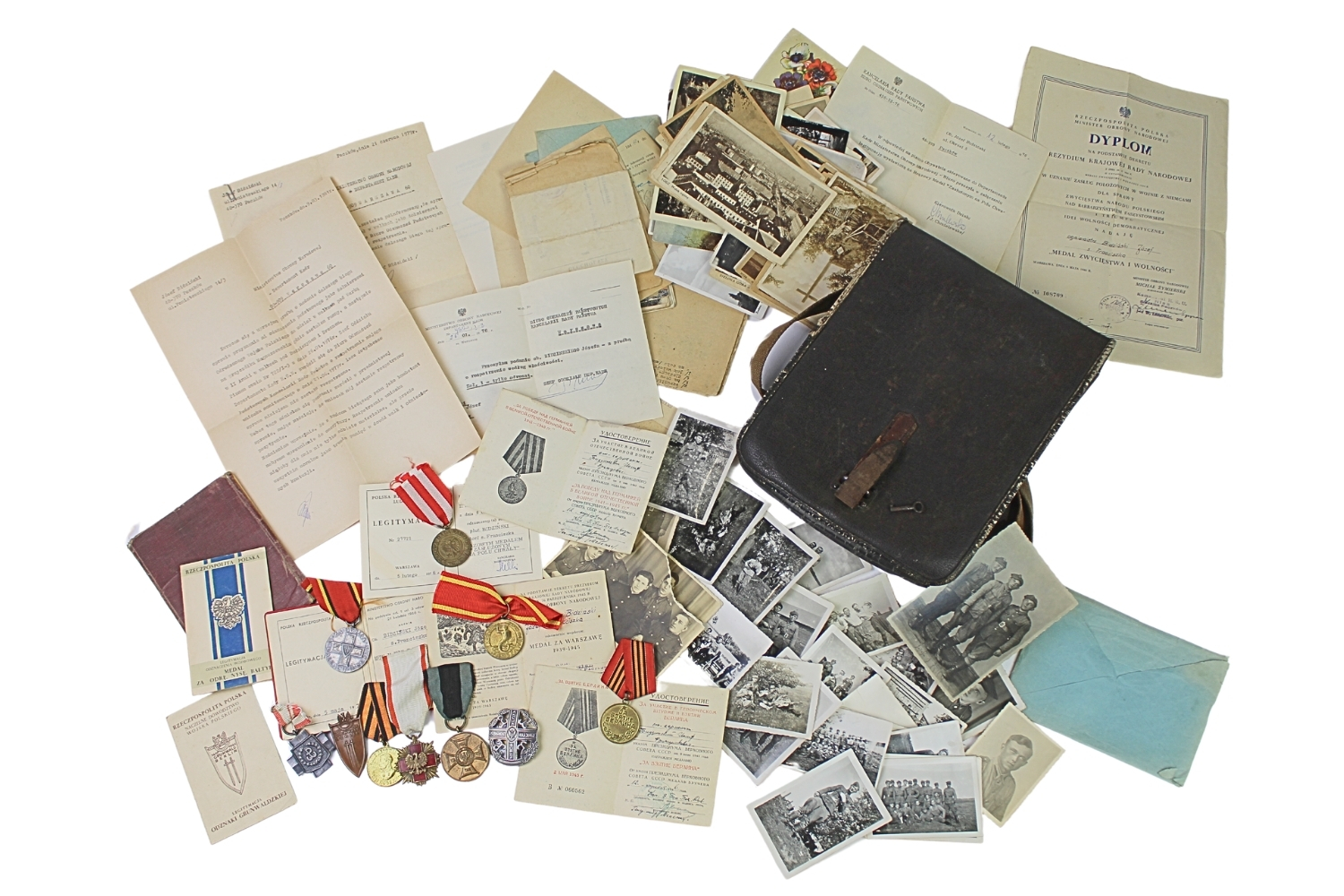 AWP LWP  Zestaw odznaczeń dokumentów, zdjęć po ogniomistrzu Józefie Bidzińskim