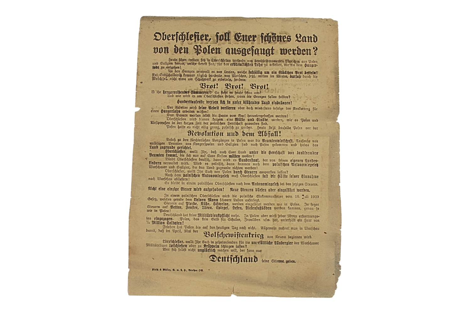 NIEMIECKA ULOTKA PROPAGANDOWA GÓRNY ŚLĄSK