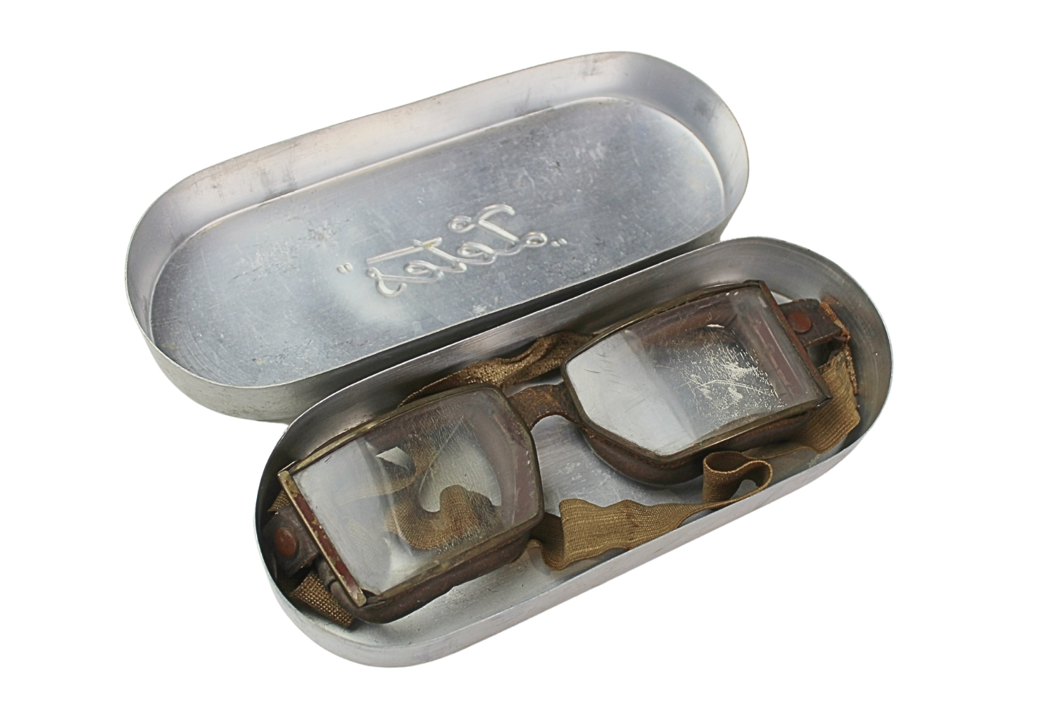 II RP Pudełko „Zetes” z goglami samochodowymi 