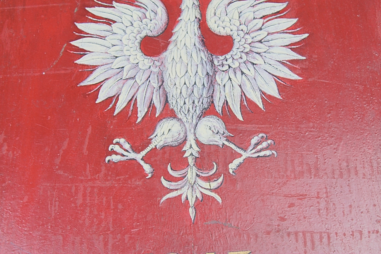 TABLICA W JEDNOŚCI SIŁA 1945 DUŻY ORZEŁ RĘCZNIE MALOWANA