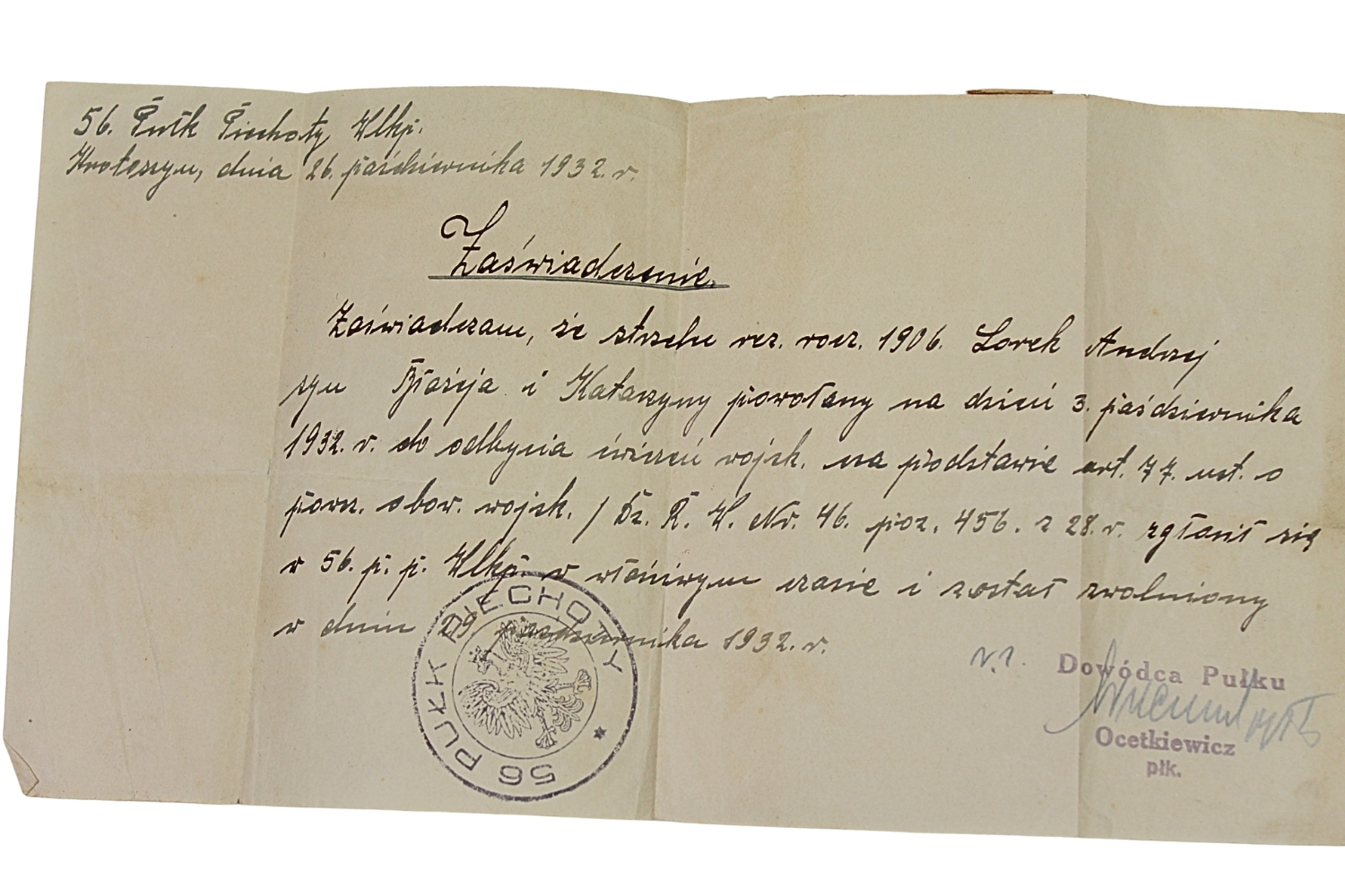 II RP KSIĄŻECZKA STRZELECKA 1928 ROK 56 pułk piechoty