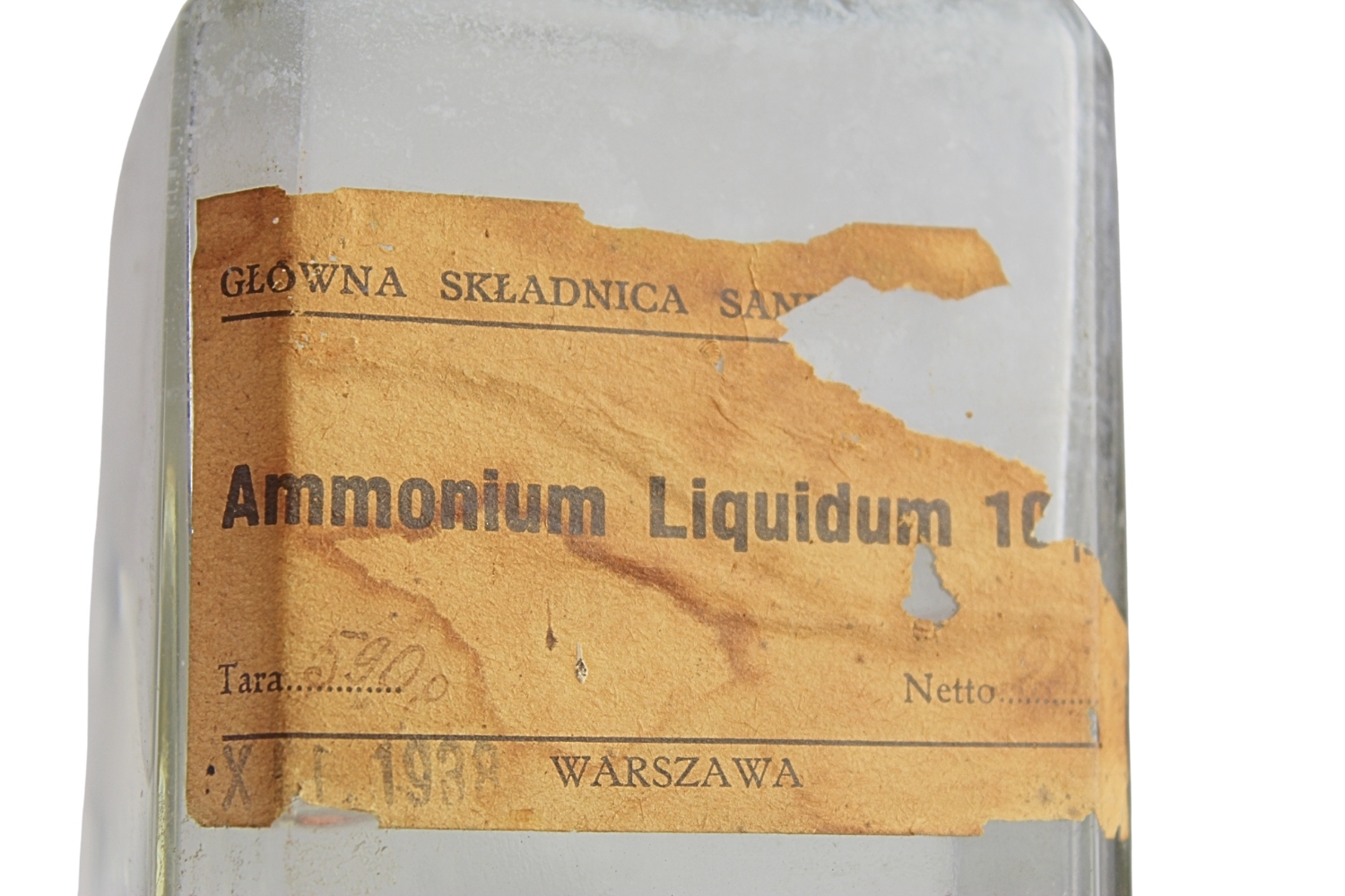 II RP Butelka WP SAN Główna Składnica San. Ammonium Liquidum 1938