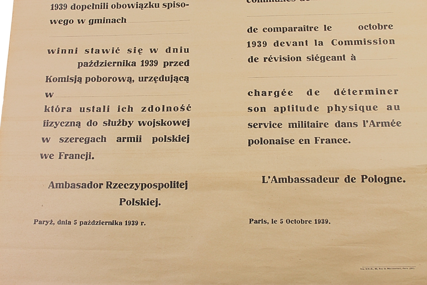 Plakat Ambasador RP Paryż 1939 Armia Polska we Francji 