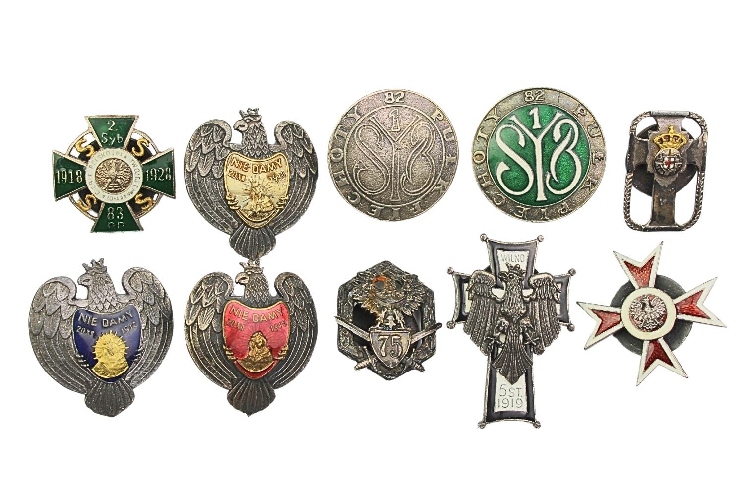 Zestaw kopii odznak II RP pułki piechoty