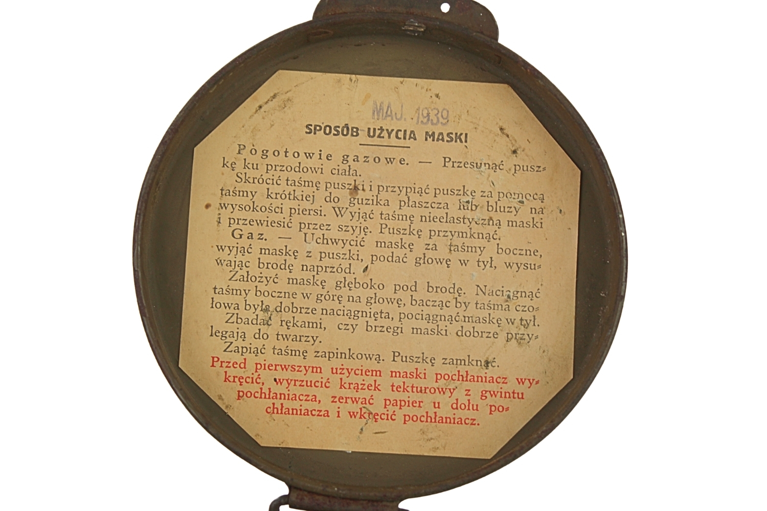 II RP Maska przeciwgazowa RSC 1939 z puszką
