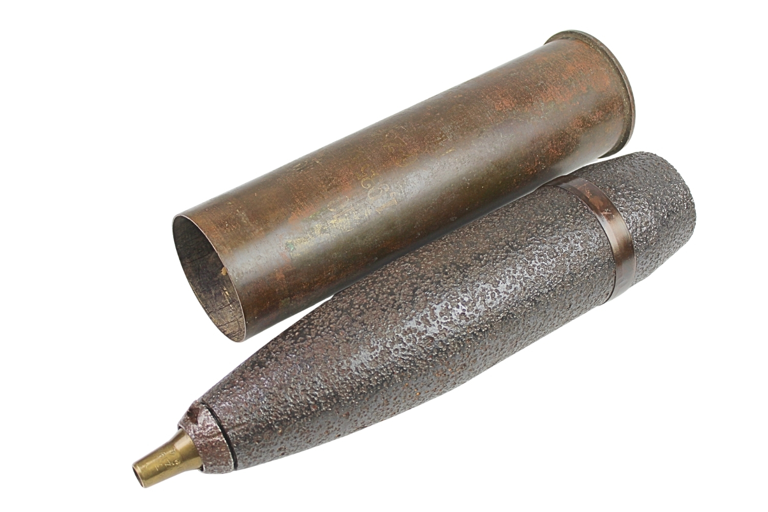 II RP ŁUSKA Z POCISKIEM armata 105mm SCHNEIDER wz.1913 Skorupa Dekoracyjna