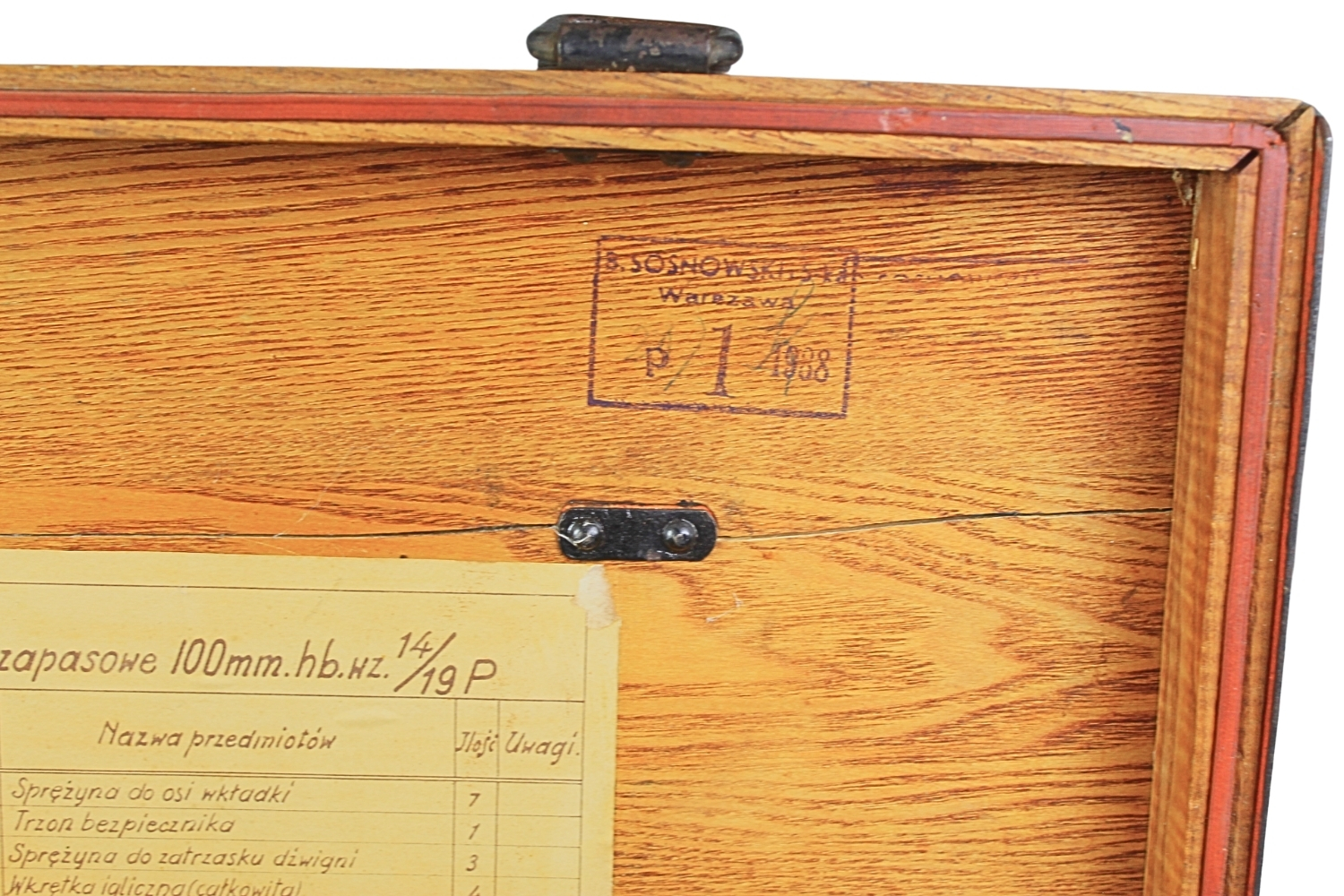 II RP Skrzynia Haubica 100mm wz.14/19 P. Części zapasowe lufy i zamka 1938