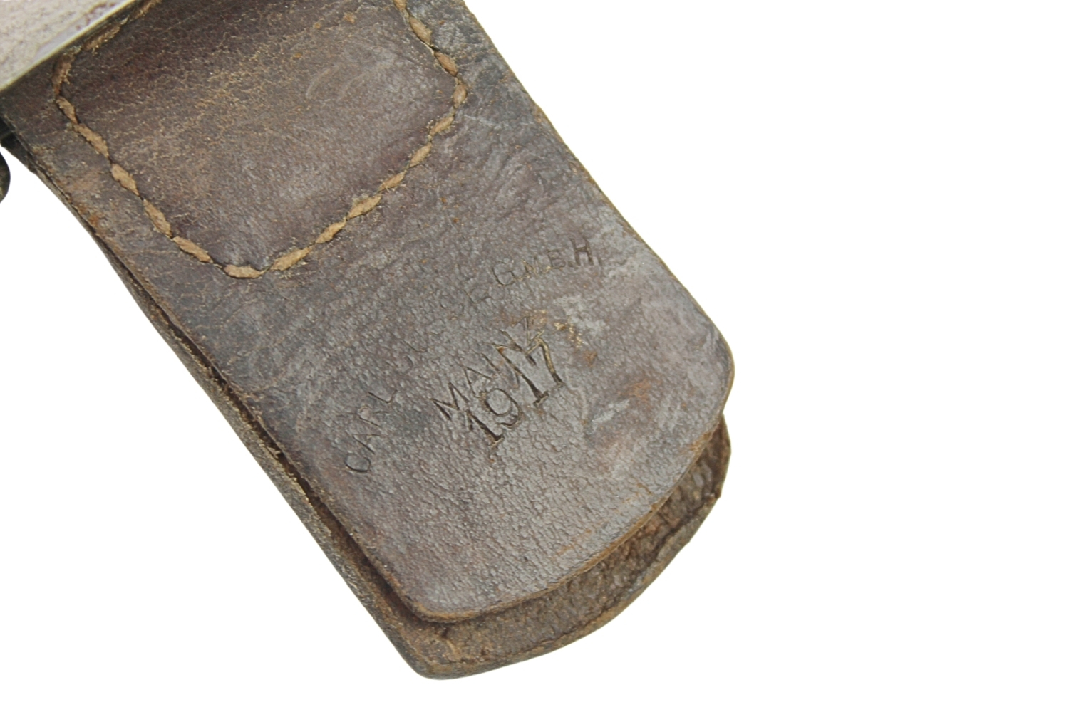 Klamra pruska Gott Mit Uns Stalowa ze skórką Mainz 1917 