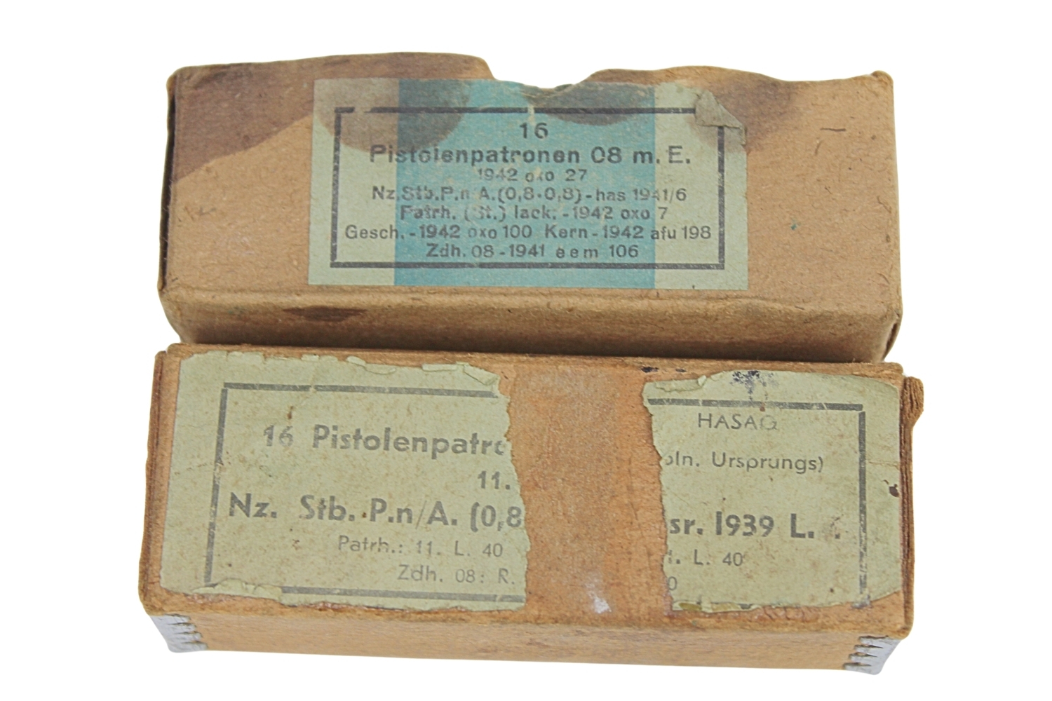 Zestaw pudełek na amunicję pistoletową 9mm 1939, 1942 WH SS